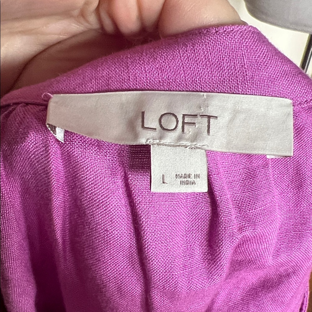 LOFT Orchid Purple Linen-Viscose V-Neck Tunic Dress - Size Large - Picture 10 of 11